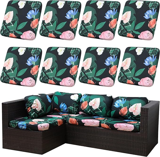 8PCS Patio Cushion Covers.Patio Furniture Couch SeatSlipcovers | Washable by SUKAIKEQA