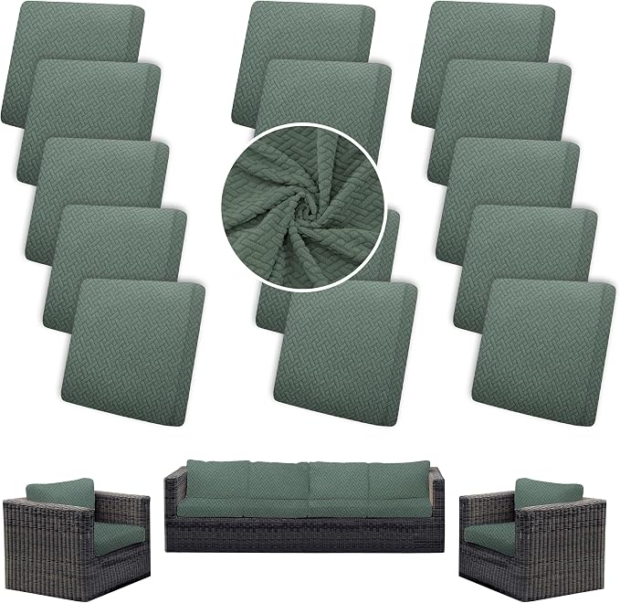 14PCS Patio Cushion Covers, Patio Furniture Couch Seat Slipcovers | Washable by SUKAIKEQA