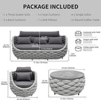 TWT 6-Piece Aluminum Patio Furniture Set, Modern Outdoor Conversation Set - Image 2