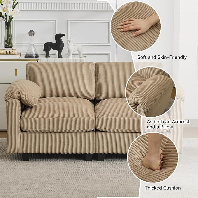 61'' Modular Loveseat Sofa, Extra Deep Seat Cloud Couch - Image 3
