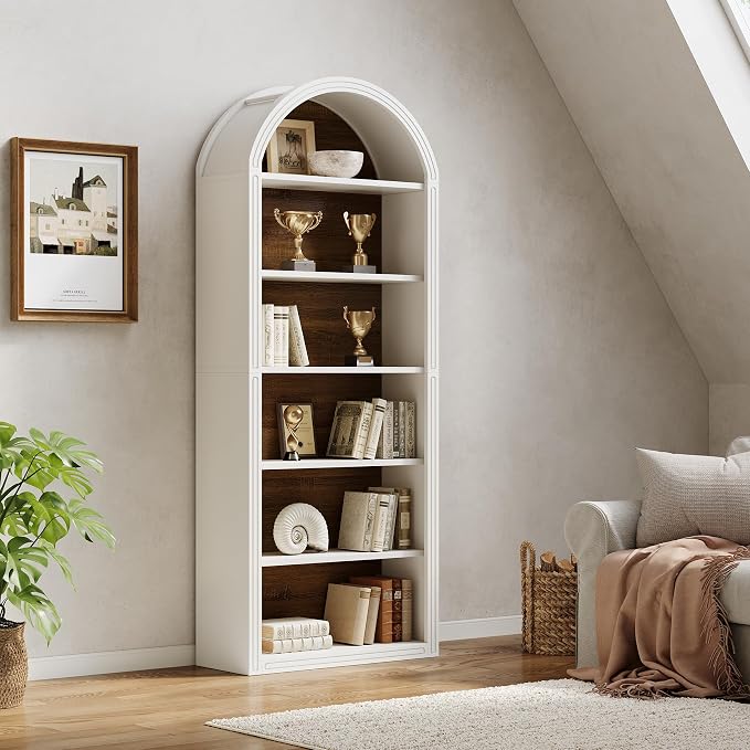 LITTLE TREE 6-Tier Bookcase, Large Freestanding Wooden Open Bookcase Bookshelf - Image 4