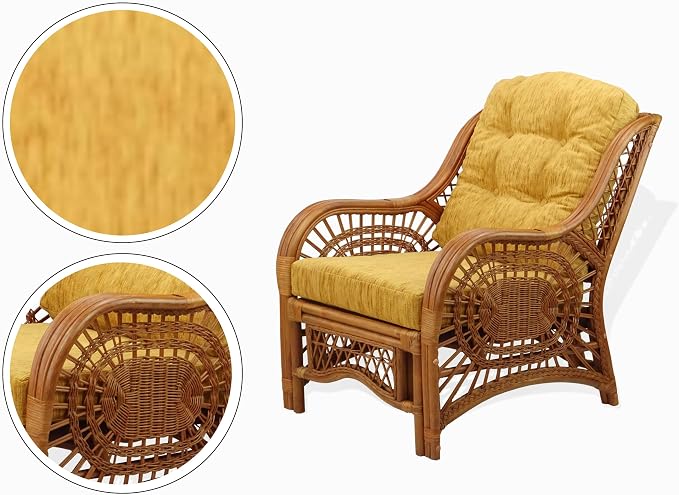 Malibu Lounge Set of 4: 2 Natural Rattan Wicker Chairs, Three-Seater Sofa - Image 4