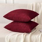 MIULEE Corduroy Decorative Throw Pillow Covers 20x20 Burgundy Pack of 2 | Soft - Image 3
