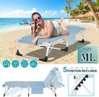 ABORON Oversized Folding Sun Tanning Chair, 3 in 1 Heavy Duty Chaise Lounge - Image 5