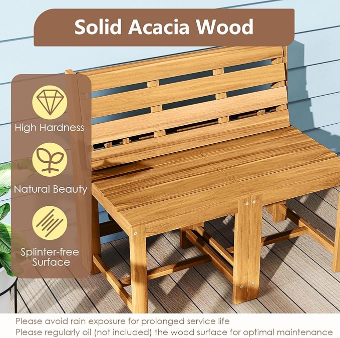 Tangkula 3-in-1 Convertible Bench Picnic Table, Space-Saving Patio Convert A - Image 6