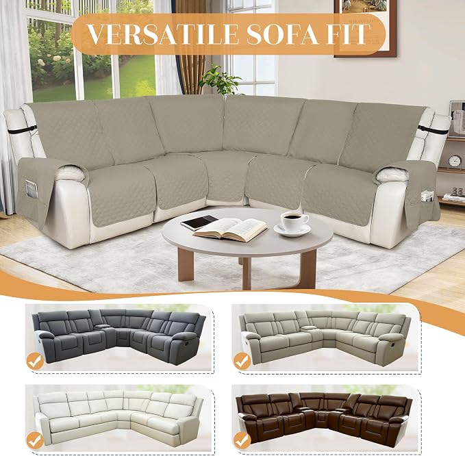 HDCAXKJ 100% Waterproof Reclining Sectional Couch Covers L Shape Recliner Sofa - Image 5