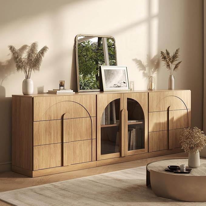BELLEZE 3-Piece Sideboard Cabinet Set Freely Configurable, Modern Wood Modular by BELLEZE