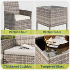 3-Piece Outdoor Furniture Set, PE Rattan Wicker Chairs - Image 6