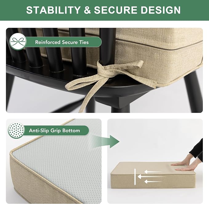 Summsun Outdoor Chair Cushions 24 x 24 Inch, Faux Linen Patio Furniture Cushions - Image 4