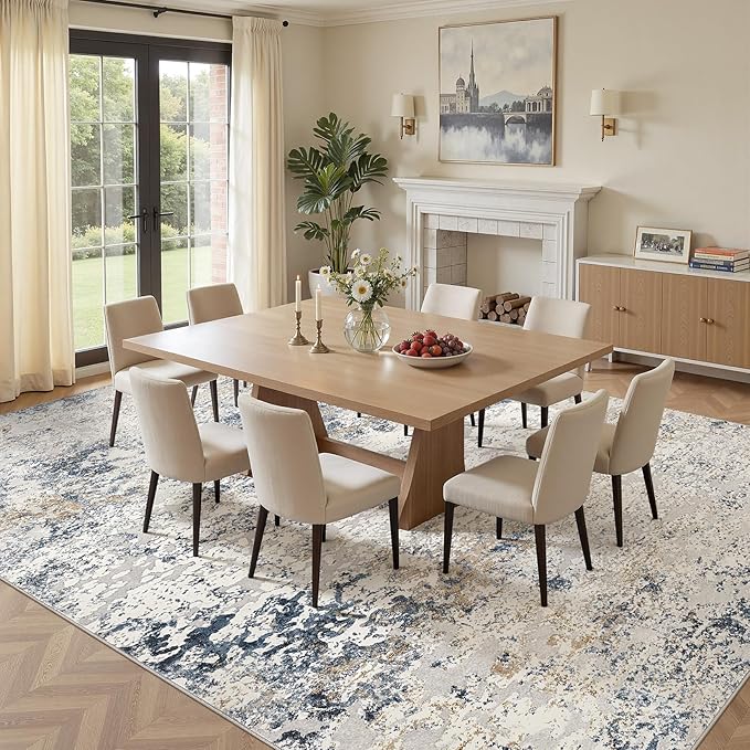 DMOYEST Area Rug Living Room Rugs 12x15 Extra Large Beige Blue Carpet | - Image 4