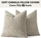 MIULEE Chenille Textured Throw Pillow Covers Light Brown 20x20 Set of 2 | - Image 7