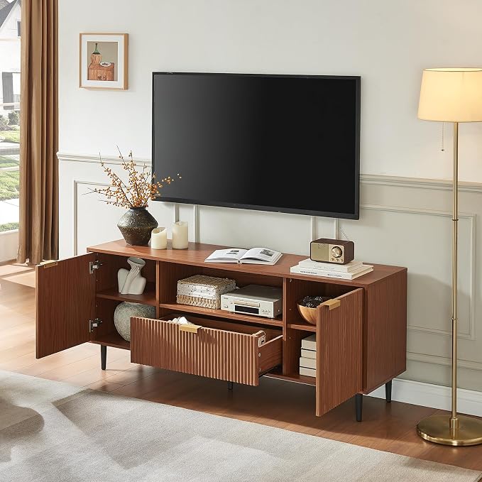 Okvnbjk Modern TV Stand for 65 Inch TV, Fluted TV Consoles for Living Room - Image 2
