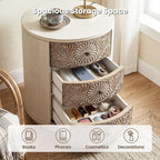 HOMPUS Round End Table Set 2, Fully Assembled Nightstand w 3 Storage Drawers - Image 8