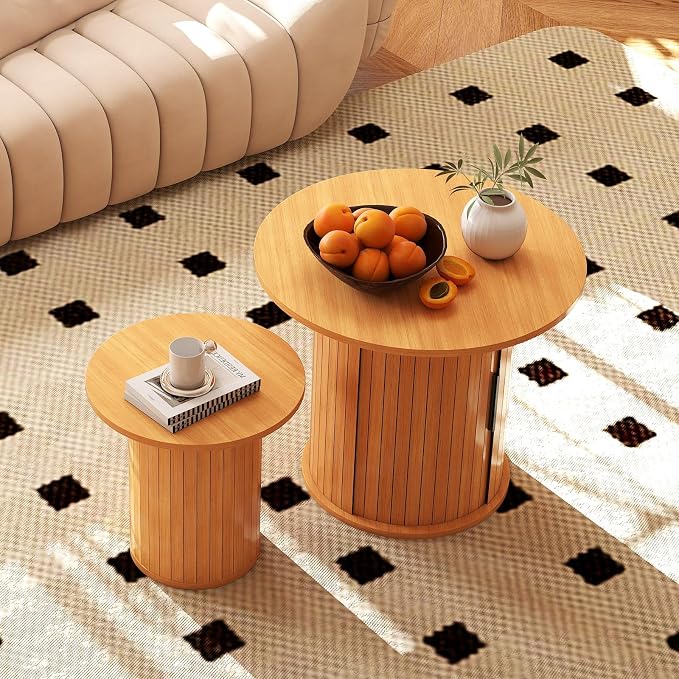 COSVALVE Round Wood Coffee Table 23.6IN - Image 8