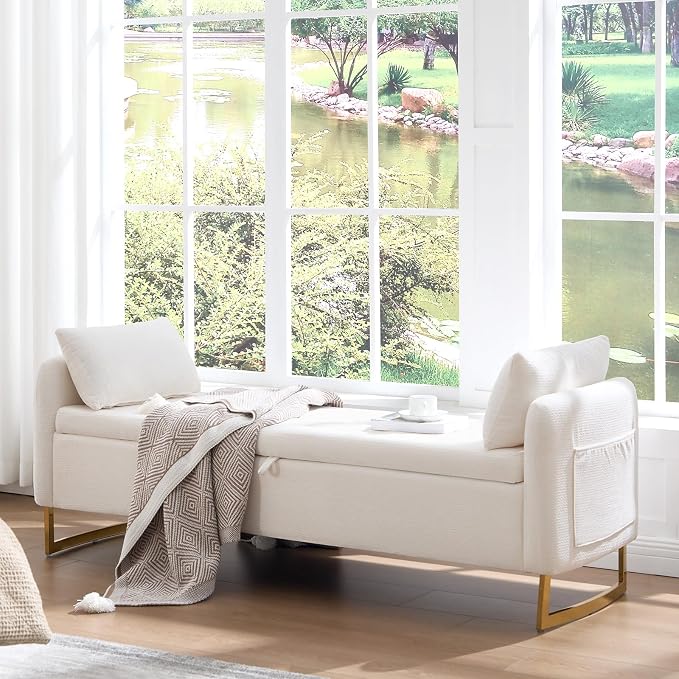 65" Storage Ottoman Bench, Storage Bench - Image 7