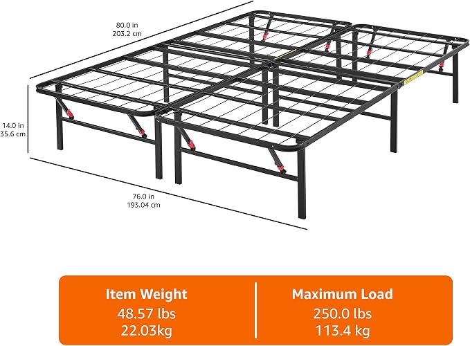 Amazon Basics Bed Frame with Storage, Foldable Metal Platform, Sturdy Steel - Image 3