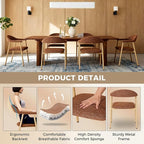 DUMOS Dining Chairs Set of 2, Linen Fabric Upholstered Kitchen Side Chairs - Image 3