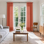 Coral Linen Curtains 108 Inches Long 2 Panels Set Back Tab Loop Pocket Light - Image 7
