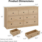 GarveeHome 7 Drawer Dresser for Bedroom, Modern Long Storage Dresser Organizer - Image 2