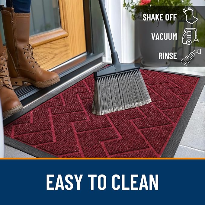 OLANLY Front Door Mat Outside 29.5x17, All-Season Absorbent Rubber Doormat | - Image 6