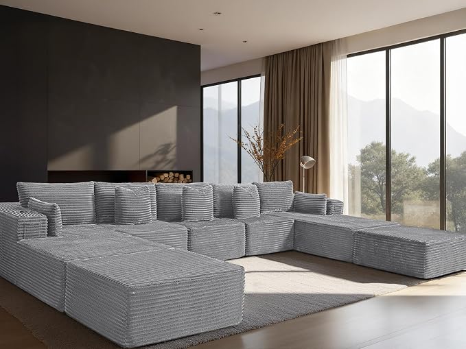 168" Cloud Sectional Couch, Comfort U Shaped Sofa by VYUXWO