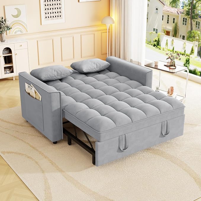 3-in-1 Convertible Sleeper Sofa Bed, 55 inch Small Couch - Image 7