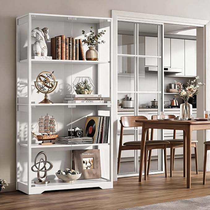 IDEALHOUSE Glass Display Cabinet 4-Tier, Curio Cabinets - Image 8