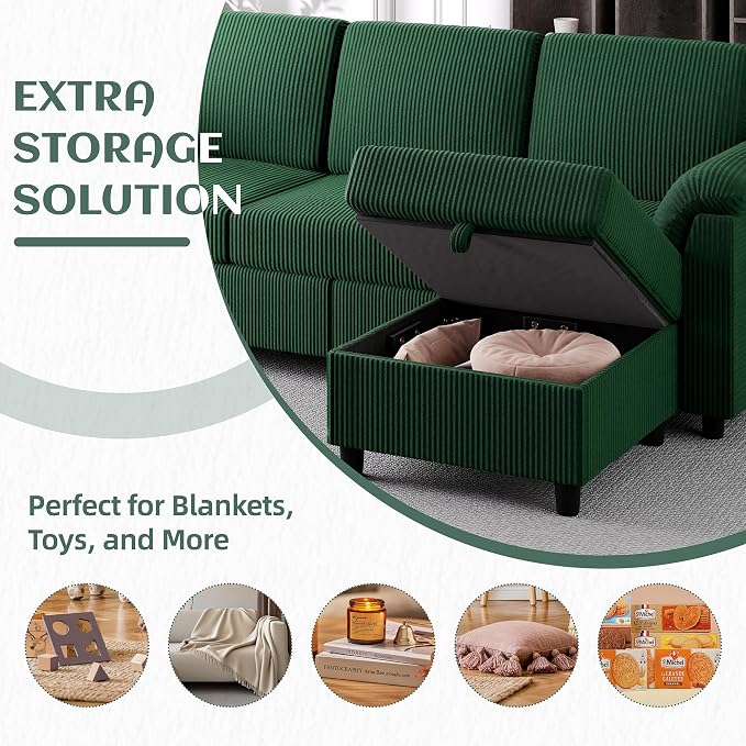 Vongrasig Convertible Sectional Couch, 3 Seat L Shaped Sofa - Image 5