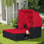 COSTWAY Outdoor Daybed with Retractable Canopy, Wicker Patio Furniture Set with by COSTWAY
