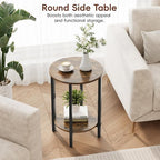 Vagusicc Side Table, Small Round End Table, 2 Tier Small Couch Side Tables - Image 5