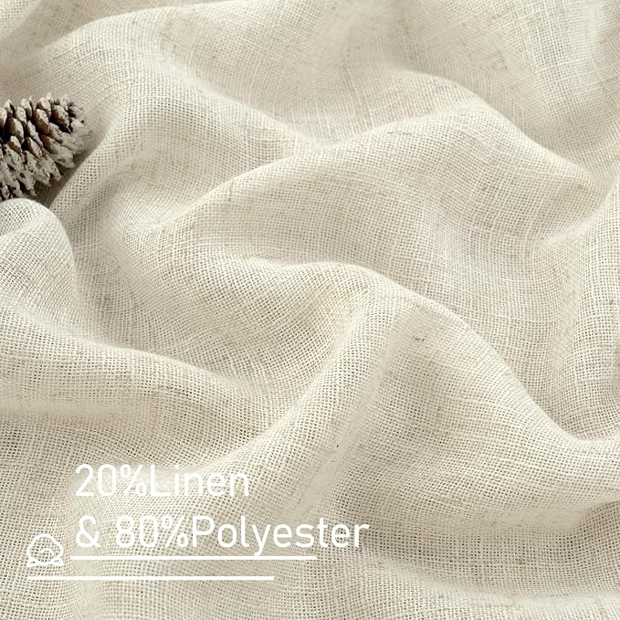 30 Inch Cafe Linen Curtains for Small Window, Cream Ivory Semi Sheer Light - Image 3