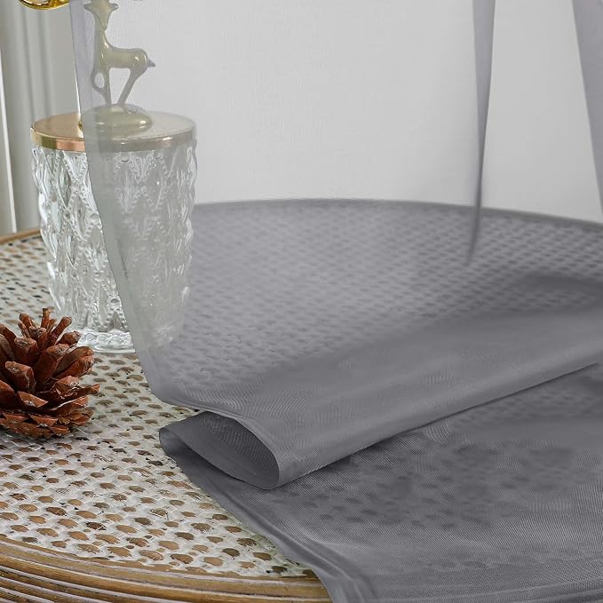 Chyhomenyc Charcoal Grey Sheer Curtains 96 Inches Long 2 Panels, Light - Image 7