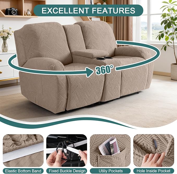 Ruaozz Stretch Loveseat Recliner Covers - Image 5