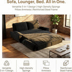 73.2" Sofa Bed Queen, 3-in-1 Pull Out Sofa Bed - Image 7