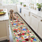Floral Hallway Runner 2x10 Green Carpet Kitchen Rug | Ultra-Thin Soft by WelcometoBabovid