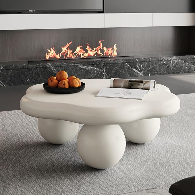 35" Cloud Coffee Table with 3 Ball Legs, Modern Minimalist Petal Center Table - Image 5
