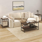 Furinno Simplistic Coffee Table and End Table Set of 3, Modern Metal Frame - Image 2