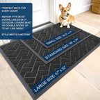 OLANLY Front Door Mat Outside 47x32, All-Season Absorbent Rubber Doormat | Black - Image 2