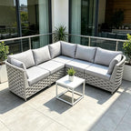 TWT Khaki Gray 5-Piece Modular Outdoor Sofa, 5-Seater Free Combination - Image 4