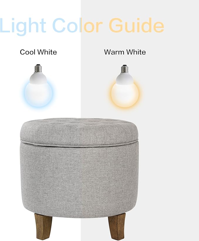 Homepop Home Decor | Upholstered Round Tufted Foot Rest Ottoman | Ottoman - Image 7