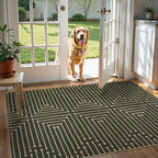 Lahome Green 3x5 Entryway Rug, Non Slip Maze Line Easy Jute Washable Rug | - Image 8