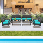 Tangkula 8 Pieces Rattan Conversation Set, Patio Sofa Couch Set - Image 2