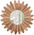 Emfogo Wall Mirror 21 inch Rustic Wood Sunburst Boho Mirror Wall Decor Home by Emfogo