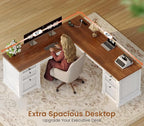 SEDETA L Shaped Desk with 4 Drawers, Corner Computer Desk with Power Strip - Image 4