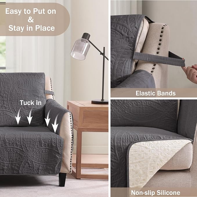 Quilted Recliner Chair Covers, Water-Repellent Recliner Slipcovers, Lazy Boy - Image 3