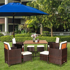 Tangkula 9 Pieces Patio Acacia Wood Table and Chairs Set - Image 2