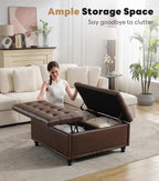 Tbfit Large Square Storage Ottoman Bench, Tufted Upholstered Coffee Table - Image 3