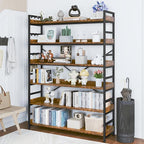 HCHQHS 6 Tier Bookshelf, Adjustable Industrial Bookcase, Vertical Tall Book - Image 7