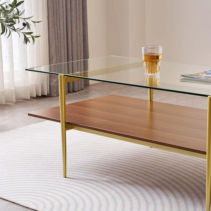 LumFurn X-Large Rectangle Glass Coffee Table, Mid-Century Modern Design - Image 7