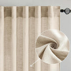 MIULEE Light Taupe Linen Curtains 52x96 Inches Long 2 Panels - Image 2